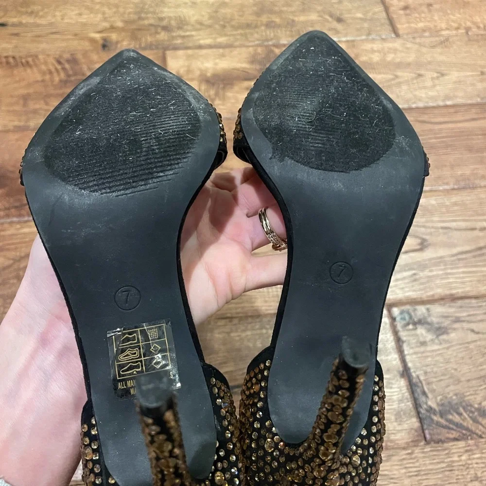 Stunning! Lauren Lorraine  GOLD Crystal Embellished d'Orsay Pump 7 - Picture 5 of 9